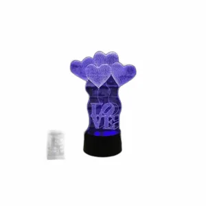 AZIMOM Lámpara de ilusión 3D con 4 globos de corazón de_1