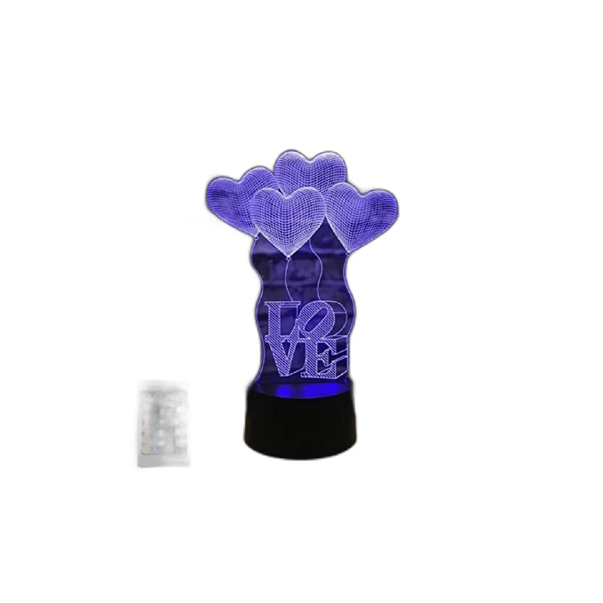 AZIMOM Lámpara de ilusión 3D con 4 globos de corazón de_1