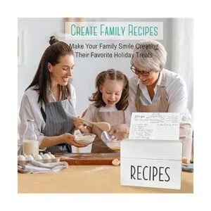 Outshine Caja de recetas grande de madera blanca con_2