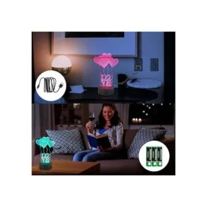 AZIMOM Lámpara de ilusión 3D con 4 globos de corazón de_3