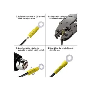 Conectores de anillo termorretráctiles amarillos 1210 AWG