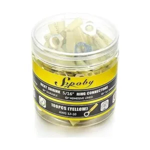 Conectores de anillo termorretráctiles amarillos 1210 AWG