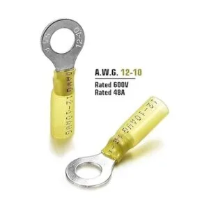 Conectores de anillo termorretráctiles amarillos 1210 AWG