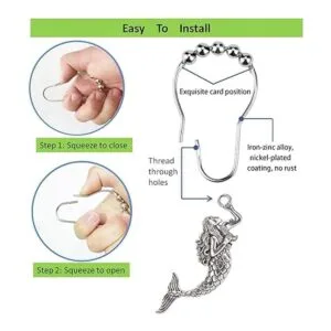 Aimoye Anillos de ganchos para cortina de ducha de sirena
