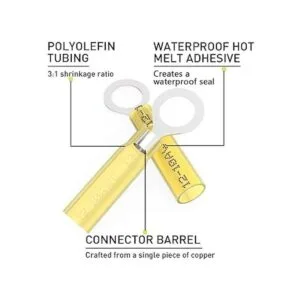 Conectores de anillo termorretráctiles amarillos 1210 AWG