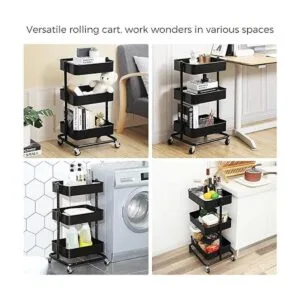 SONGMICS Carrito de metal de 3 niveles carrito de_4