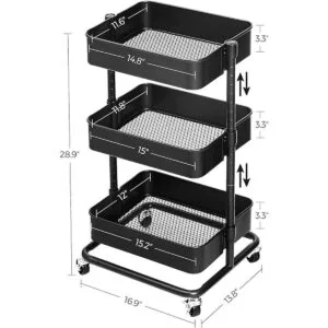 SONGMICS Carrito de metal de 3 niveles carrito de_5