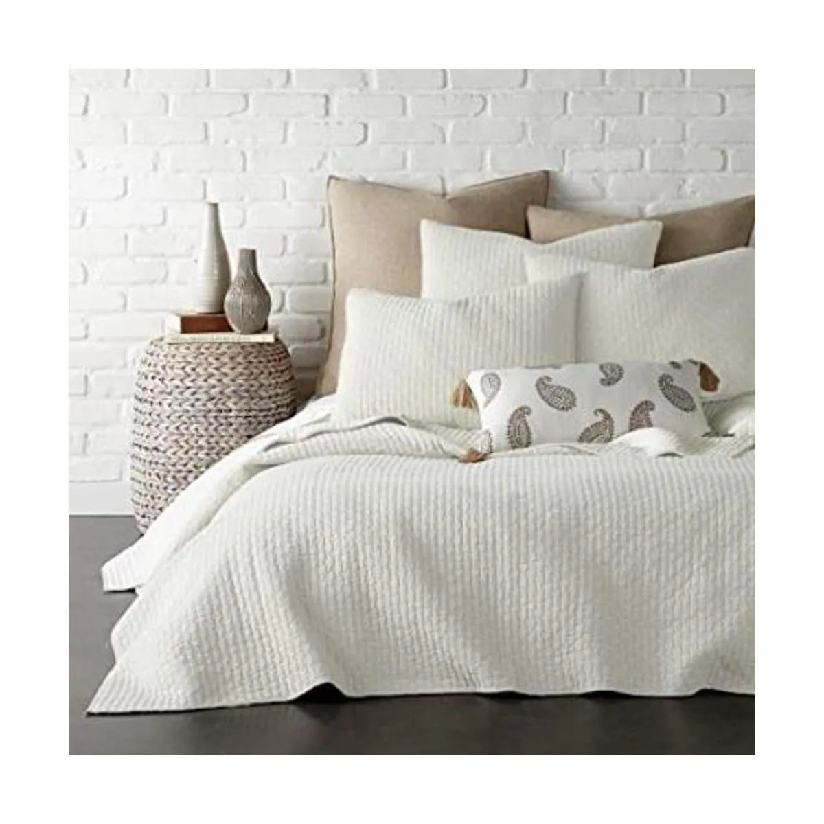 Levtex Home Juego de edredón de punto de cruz de algodón