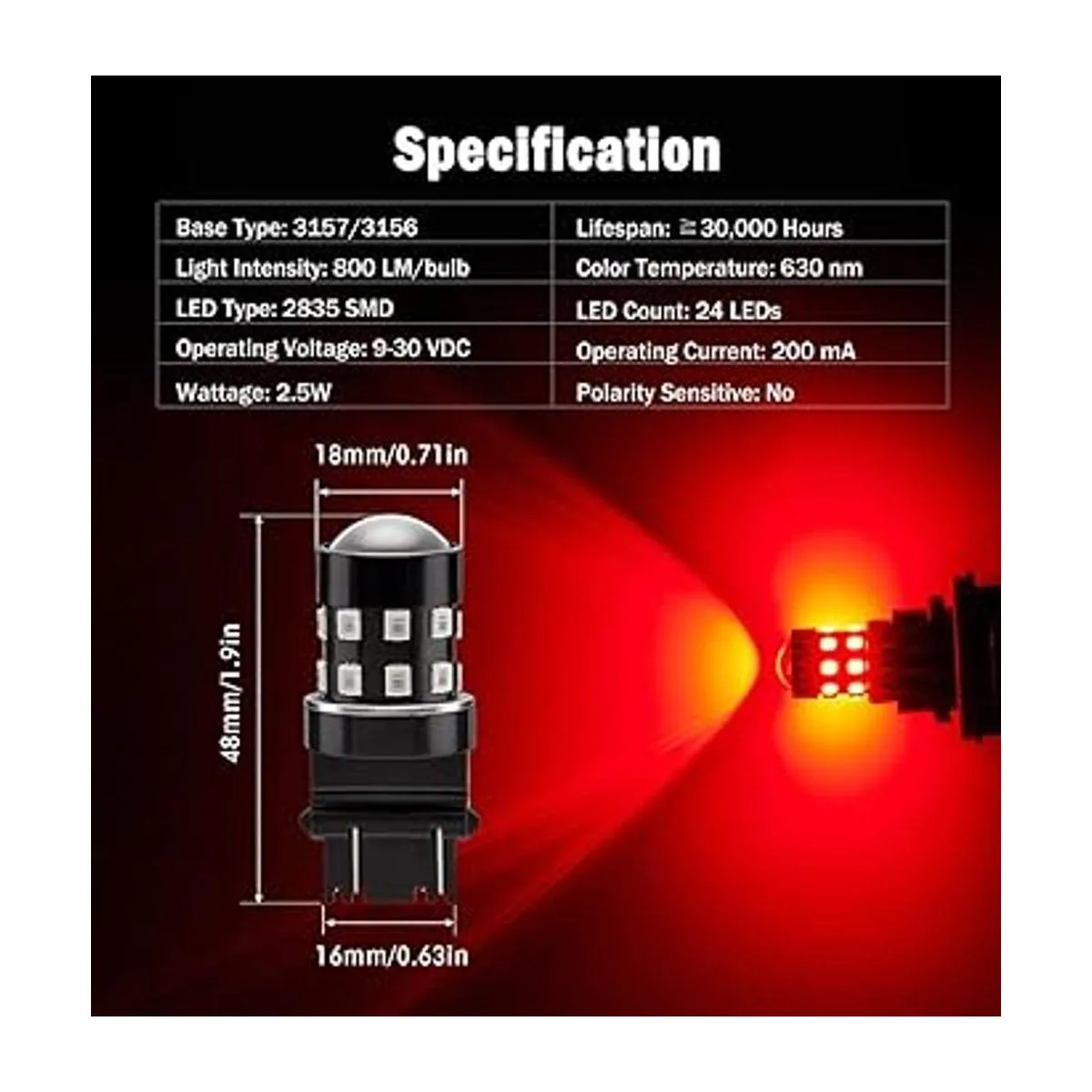 BRISHINE Paquete de 4 bombillas LED superbrillantes 3157_2
