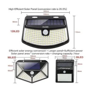 Aootek Nuevas luces solares de 120 LED con reflector de_3