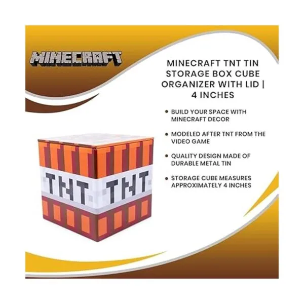 Minecraft TNT Caja de almacenamiento de lata de 4