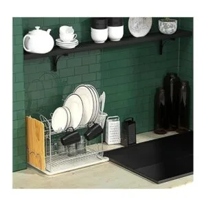 Simple Houseware Escurridor de platos de 2 niveles con