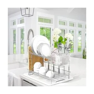 Simple Houseware Escurridor de platos de 2 niveles con