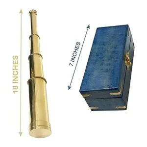 Telescopio de mano de latón macizo náutico caja de madera_4