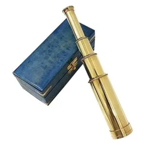 Telescopio de mano de latón macizo náutico caja de madera_6