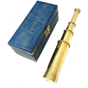 Telescopio de mano de latón macizo náutico caja de madera_5
