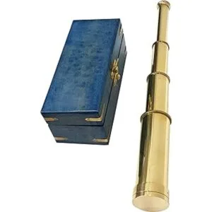 Telescopio de mano de latón macizo náutico caja de madera_2