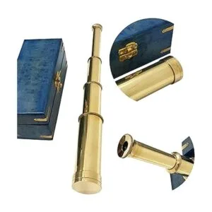 Telescopio de mano de latón macizo náutico caja de madera_3