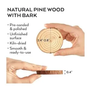 Arteza Rebanadas de madera 45 piezas con corteza de pino_2