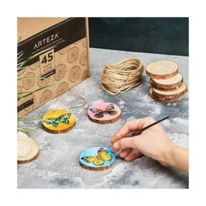 Arteza Rebanadas de madera 45 piezas con corteza de pino_3