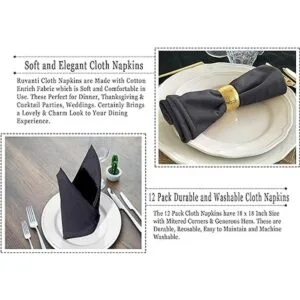 Ruvanti Servilletas de algodón 12 unidades servilletas de_5