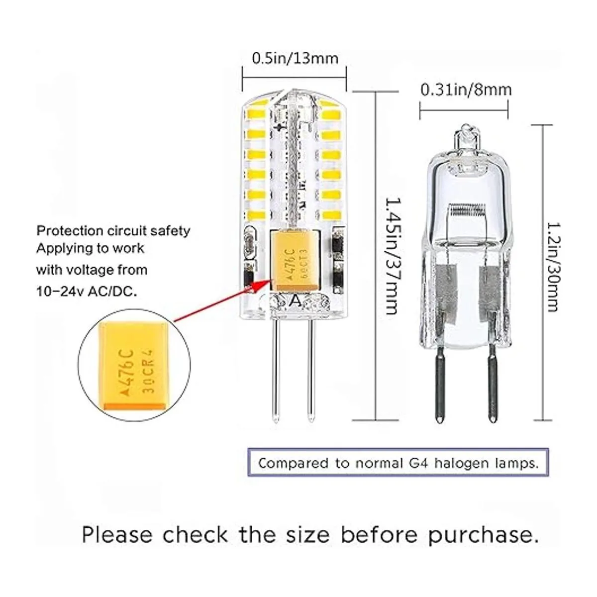 Bombilla LED G4 de 12 V CACC con base bipin de paisaje