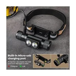 Linterna frontal recargable de 1200 lúmenes con luz LED_2
