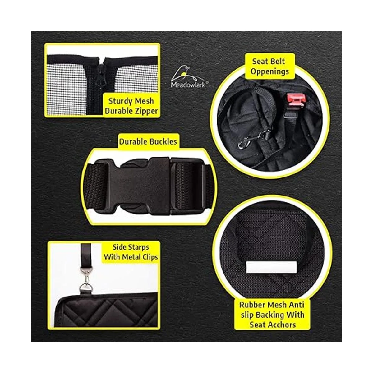 Meadowlark Premium Hammock Dog Car Seat Cover for Back