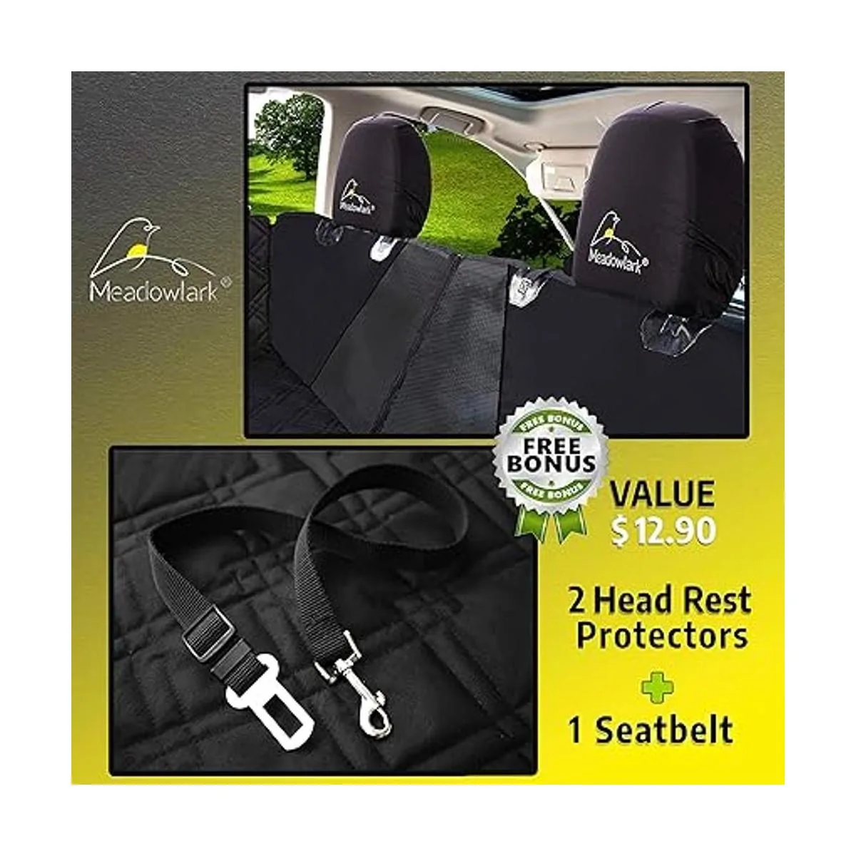 Meadowlark Premium Hammock Dog Car Seat Cover for Back