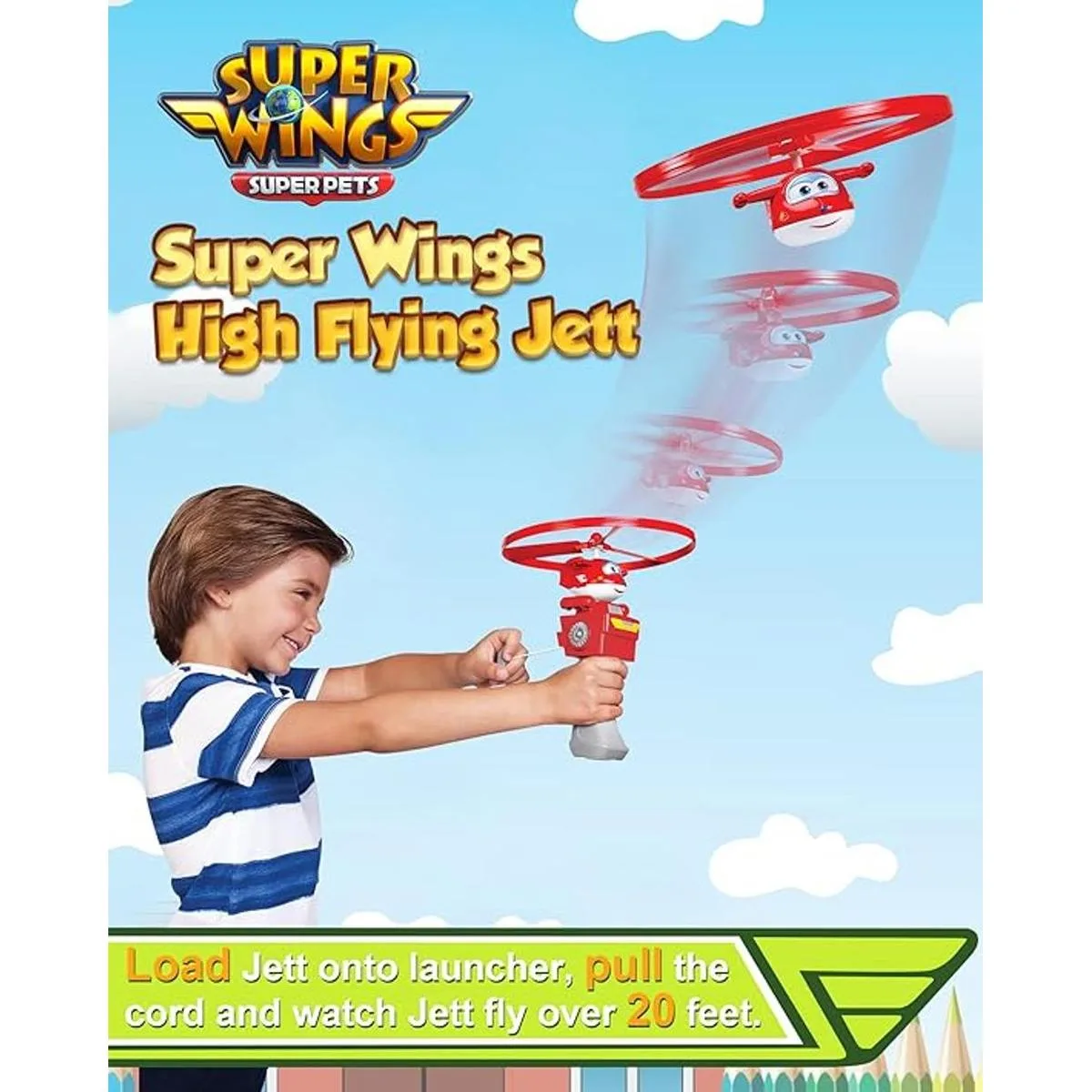 Super Wings Jett Flying Jett figura de juguete de avión y_2