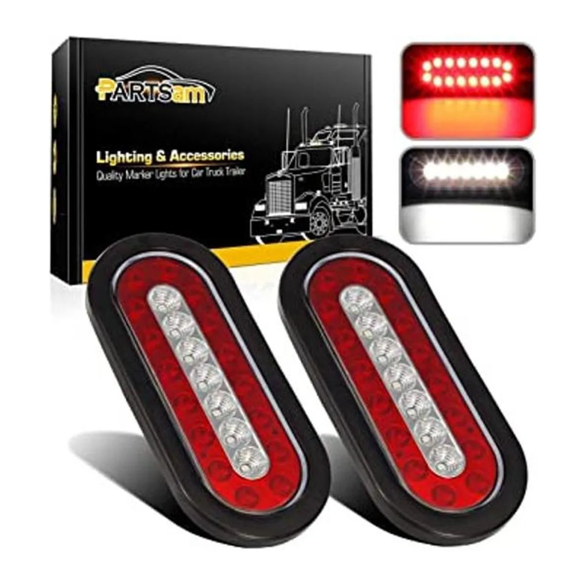 Partsam 2 luces traseras de freno LED ovaladas de 6.3_1