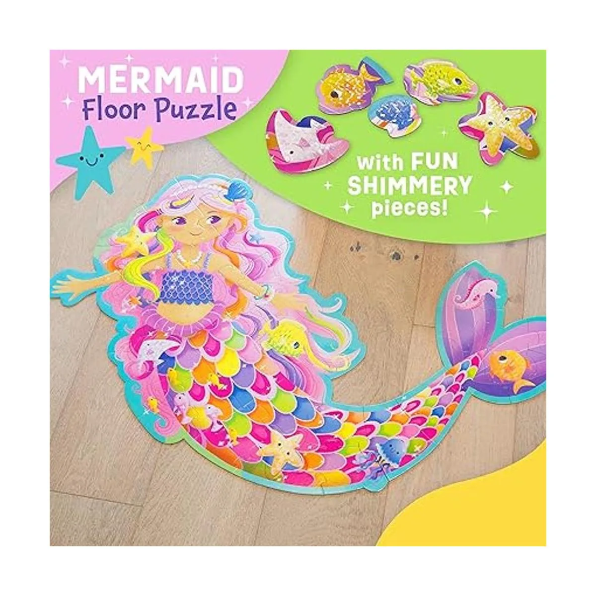 Peaceable Kingdom Rompecabezas de piso de sirena mágica