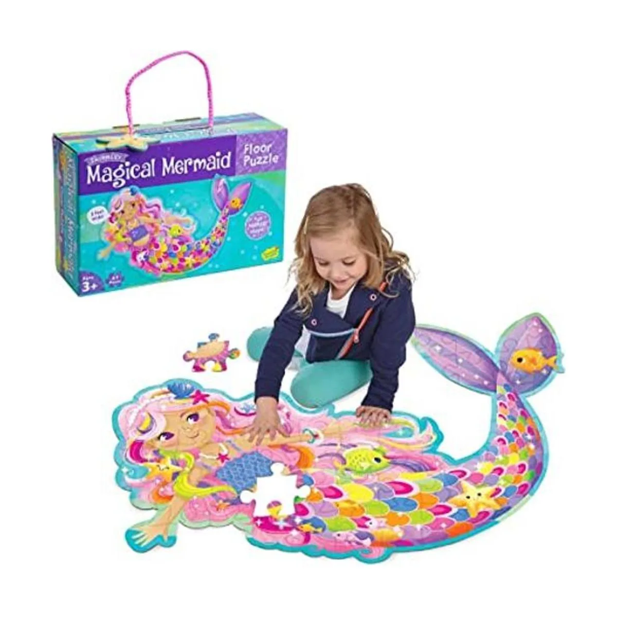 Peaceable Kingdom Rompecabezas de piso de sirena mágica
