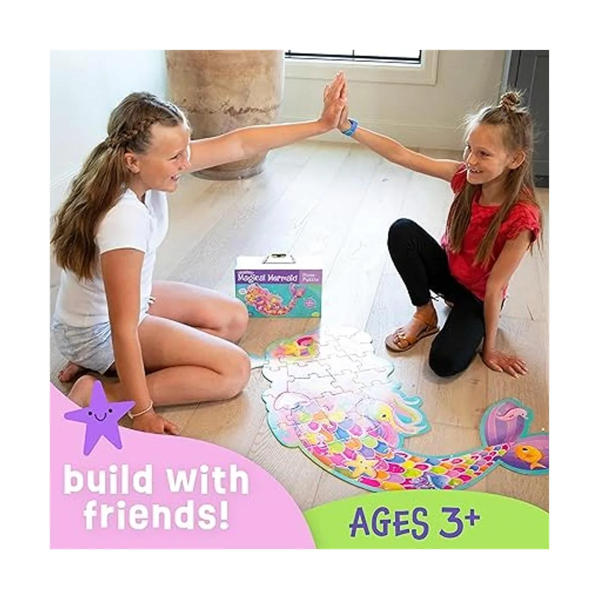 Peaceable Kingdom Rompecabezas de piso de sirena mágica