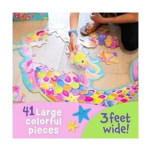 Peaceable Kingdom Rompecabezas de piso de sirena mágica