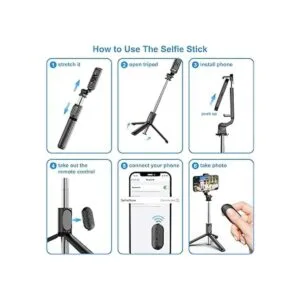 Selfie stick extensible para selfie con control remoto_5
