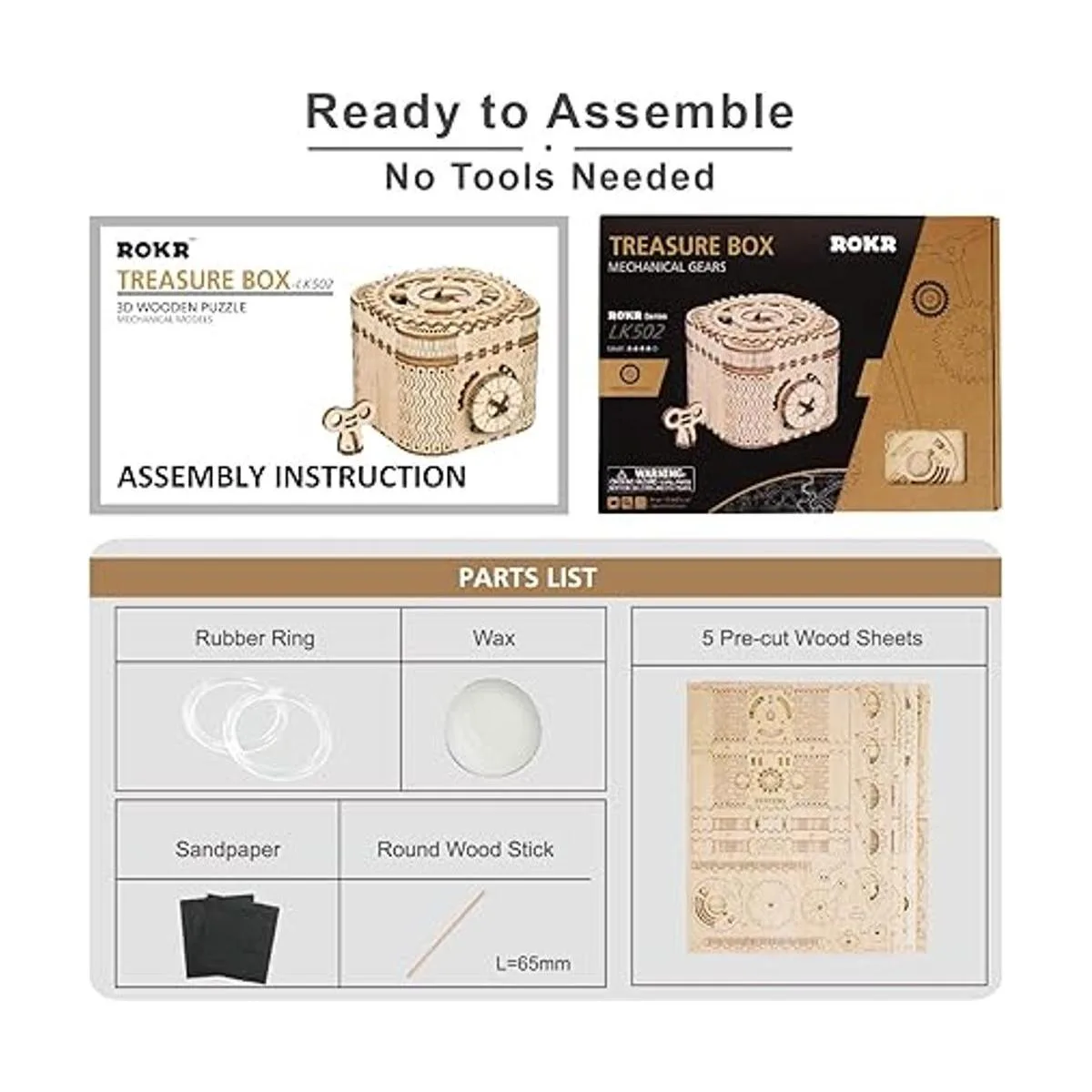 ROKR Caja de rompecabezas 3D de madera Kits Rompecabezas_6