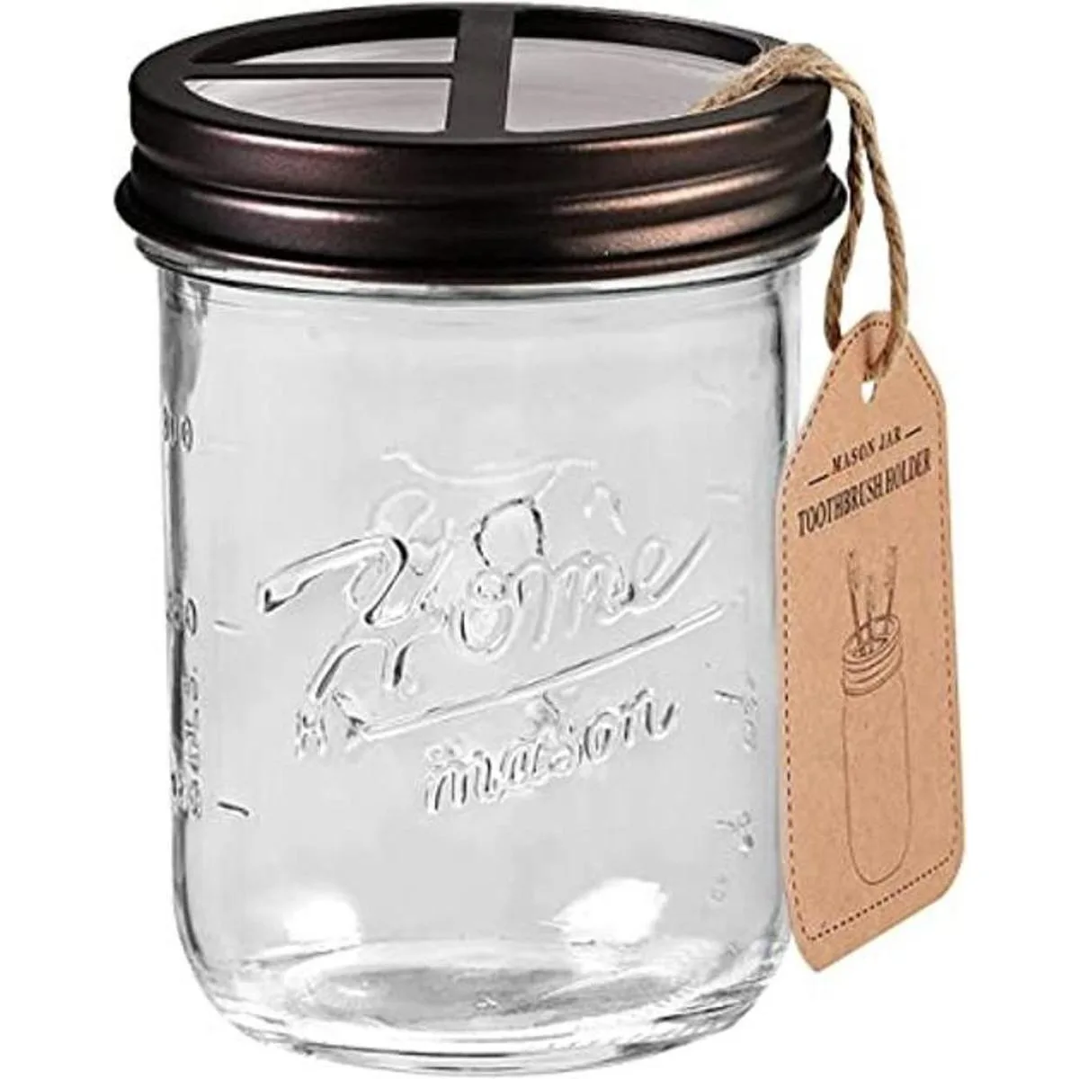 Soporte para cepillos de dientes Mason Jar Acero