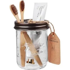 Soporte para cepillos de dientes Mason Jar Acero