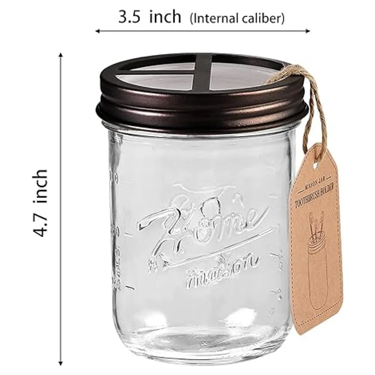 Soporte para cepillos de dientes Mason Jar Acero