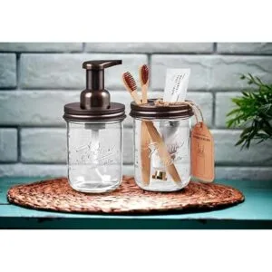 Soporte para cepillos de dientes Mason Jar Acero