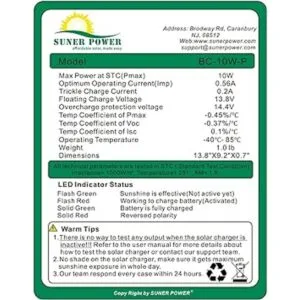 SUNER POWER Cargador y mantenimiento de goteo de batería_5