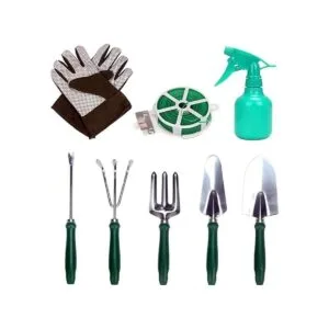 Juego de herramientas de jardín de 9 piezas con guantes y