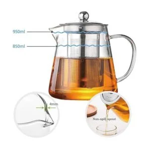 Tetera de vidrio con infusor tetera de té de 32 onzas