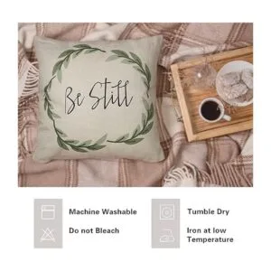 Fahrendom Rustic Be Still Funda de cojín decorativa con