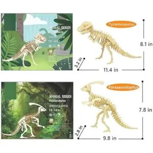 Rompecabezas de dinosaurio de madera 3D juego de 6 piezas_2