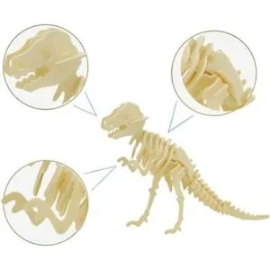 Rompecabezas de dinosaurio de madera 3D juego de 6 piezas_5