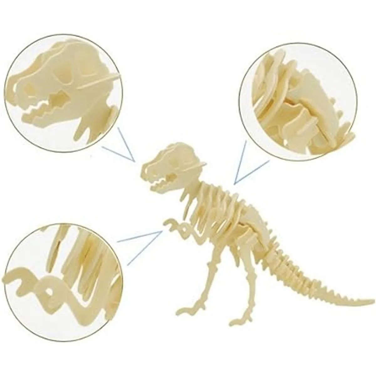 Rompecabezas de dinosaurio de madera 3D juego de 6 piezas_5