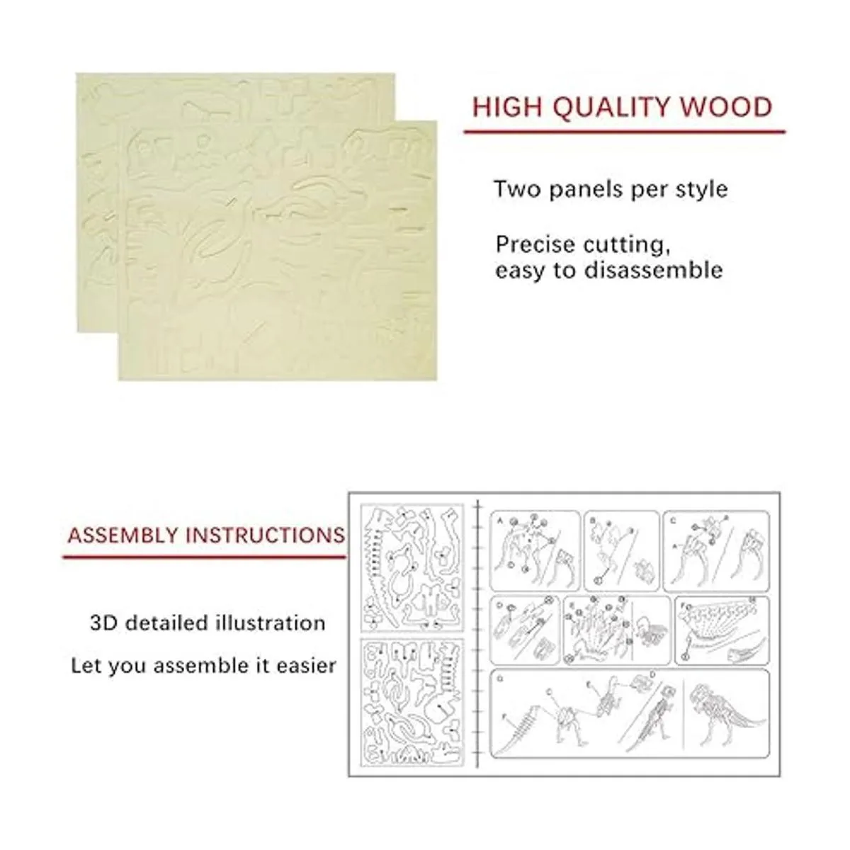 Rompecabezas de dinosaurio de madera 3D juego de 6 piezas_6