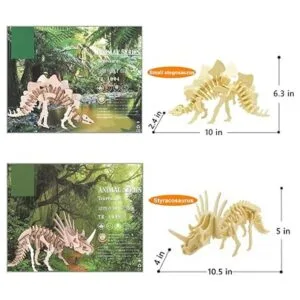 Rompecabezas de dinosaurio de madera 3D juego de 6 piezas_3